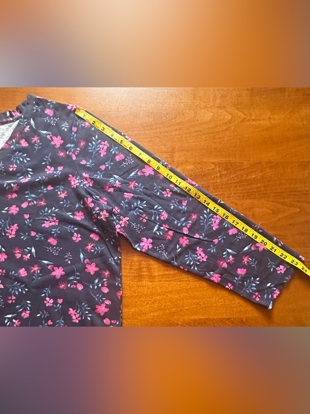 Woman Within•2 tops•button-down blouse/long-sleeve tee•18/20 L•black/pink•floral - Picture 16 of 16